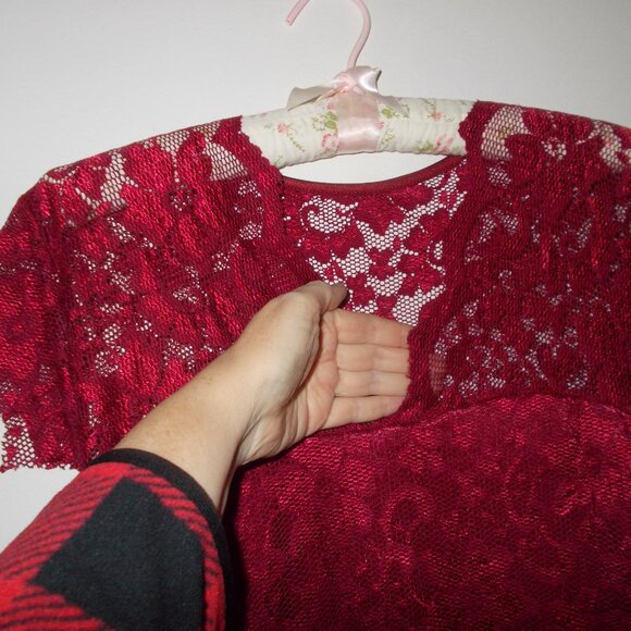NWOT Wine red lace Midi Evening Dress in XXL (fits L to XL) - Picture 3 of 6
